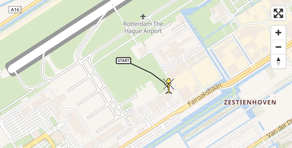 Routekaart van de vlucht: Lifeliner 2 naar Rotterdam The Hague Airport, Brandenburgbaan