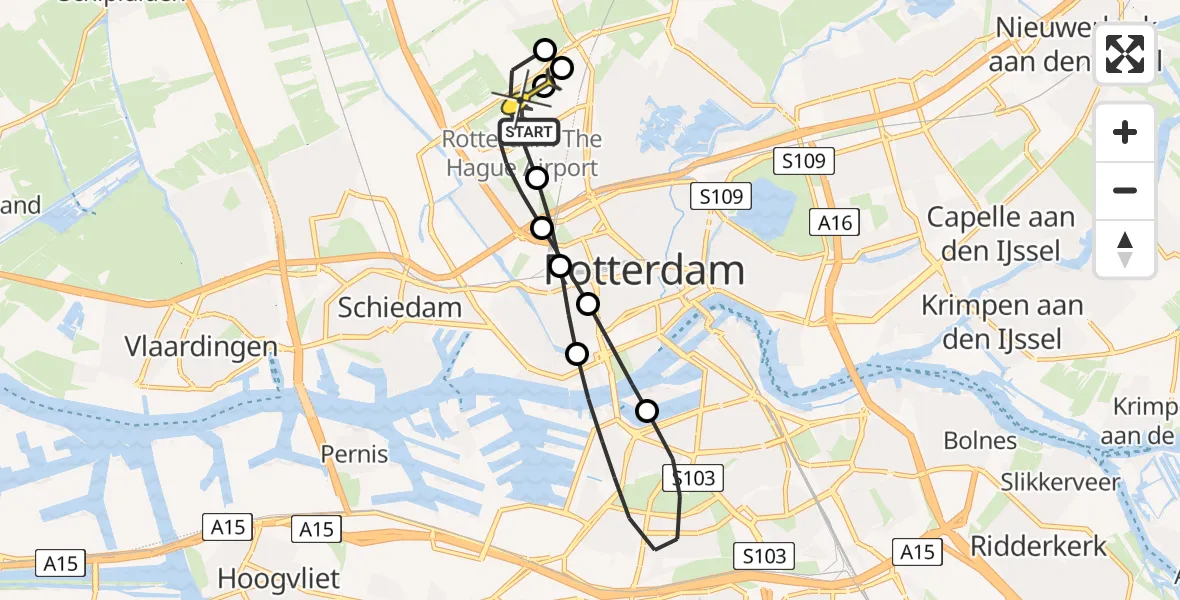 Routekaart van de vlucht: Lifeliner 2 naar Rotterdam The Hague Airport, Welschapstraat