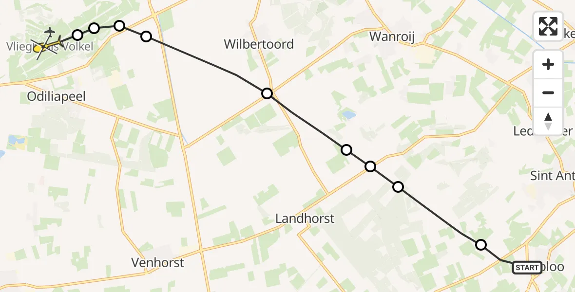Routekaart van de vlucht: Lifeliner 3 naar Vliegbasis Volkel, Peelkant