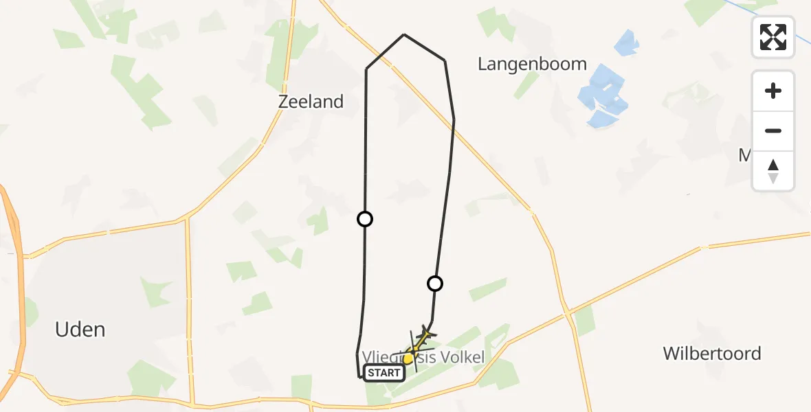 Routekaart van de vlucht: Lifeliner 3 naar Vliegbasis Volkel, Zeelandsedijk