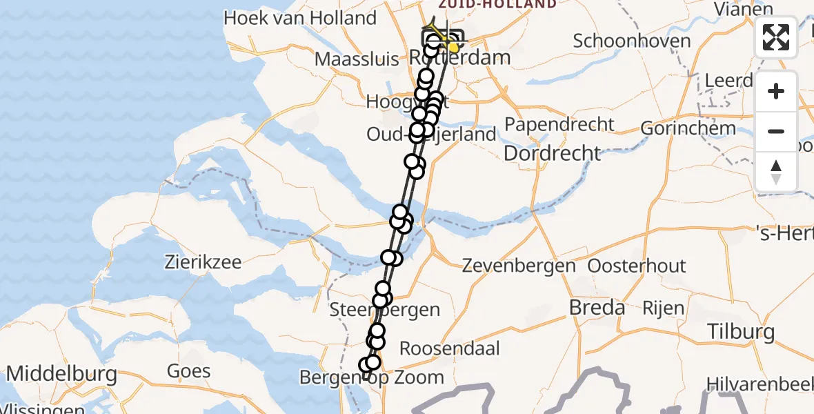 Routekaart van de vlucht: Lifeliner 2 naar Rotterdam The Hague Airport, Edsger Dijkstralaan