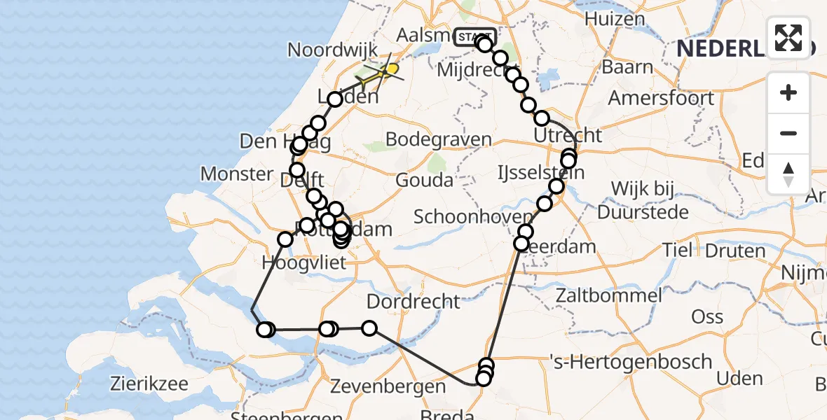 Routekaart van de vlucht: Politieheli naar Rijpwetering, Ringdijk BP