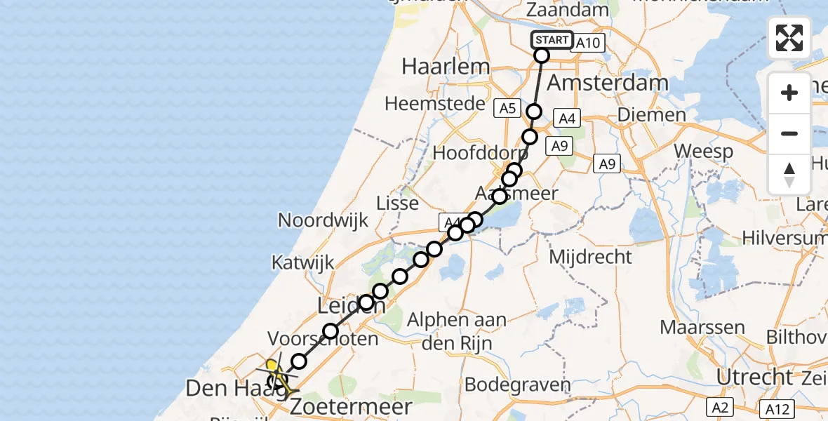 Routekaart van de vlucht: Lifeliner 1 naar Leidschendam, Hornweg