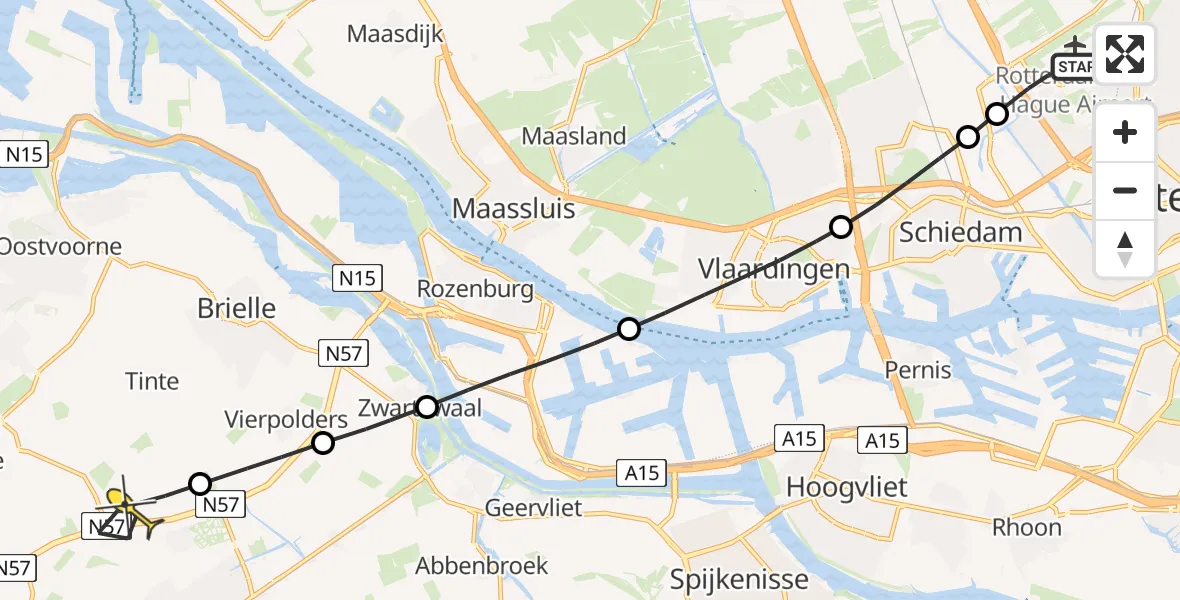 Routekaart van de vlucht: Lifeliner 2 naar Hellevoetsluis, Katershofpad