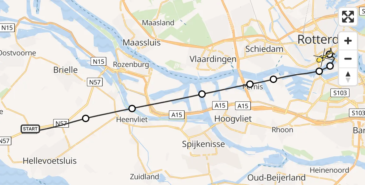 Routekaart van de vlucht: Lifeliner 2 naar Erasmus MC, Noorddijk