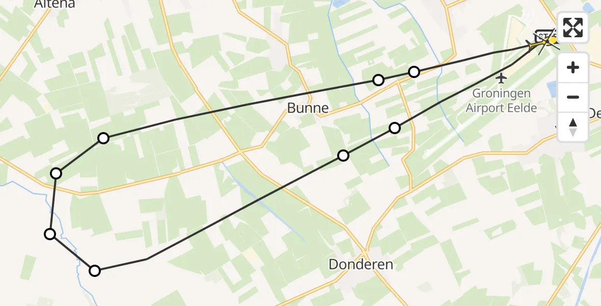 Routekaart van de vlucht: Lifeliner 4 naar Groningen Airport Eelde, Lugtenbergerweg