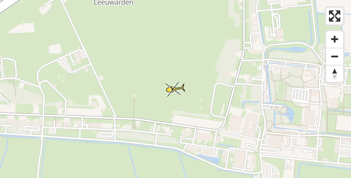 Vluchtroute Ambulancehelikopter van Vliegbasis Leeuwarden naar Vliegbasis Leeuwarden