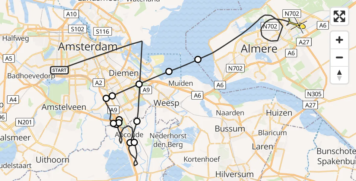 Routekaart van de vlucht: Politieheli naar Almere, De Lairessestraat