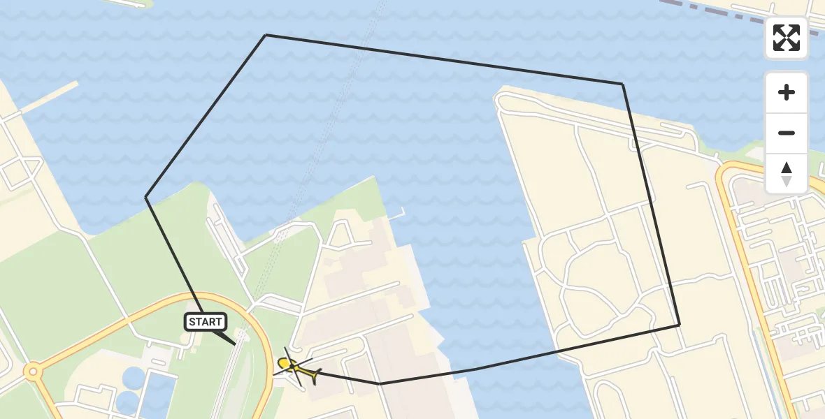 Routekaart van de vlucht: Lifeliner 1 naar Amsterdam Heliport, Stadsstrand Kanaal Noord