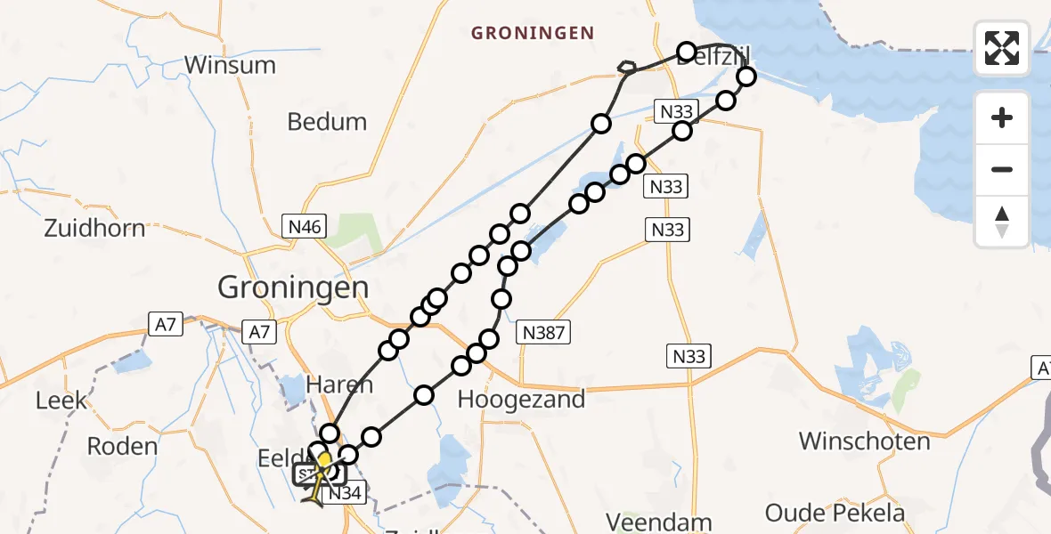 Routekaart van de vlucht: Lifeliner 4 naar Groningen Airport Eelde, Machlaan