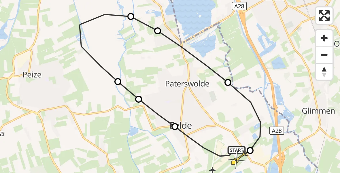 Routekaart van de vlucht: Lifeliner 4 naar Groningen Airport Eelde, Eskampenweg