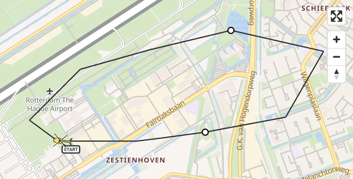 Routekaart van de vlucht: Lifeliner 2 naar Rotterdam The Hague Airport, Bovendijk