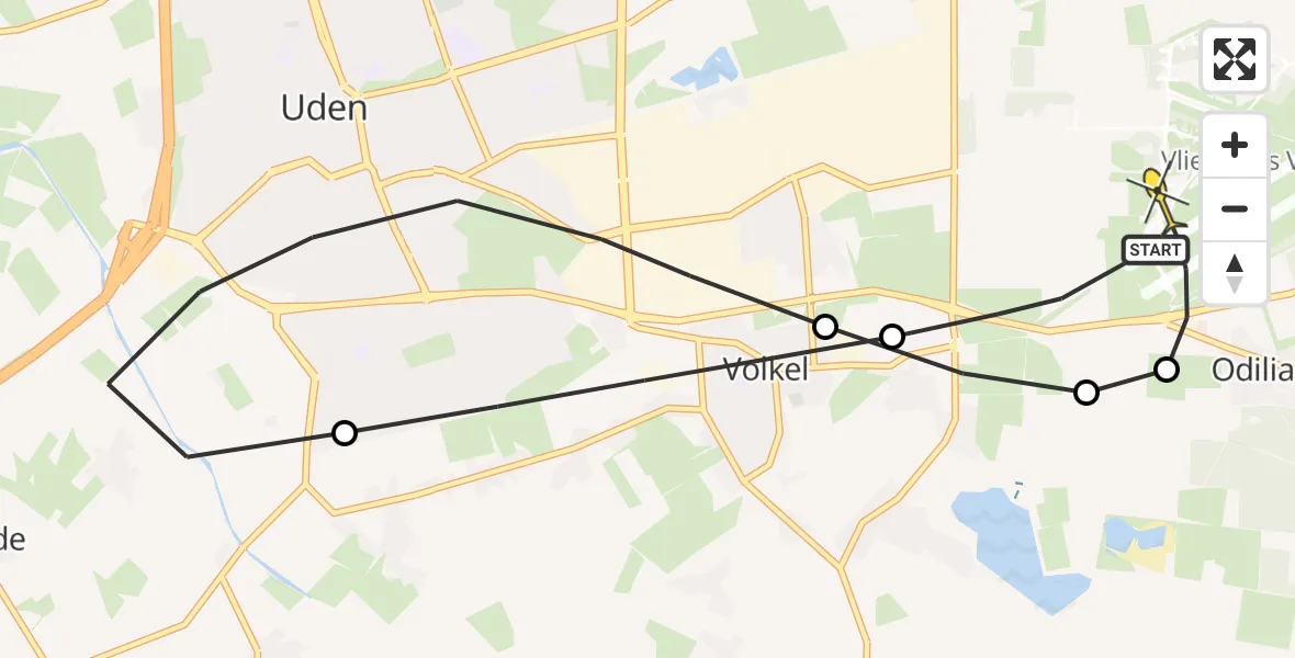 Routekaart van de vlucht: Lifeliner 3 naar Vliegbasis Volkel, Rondweg Volkel