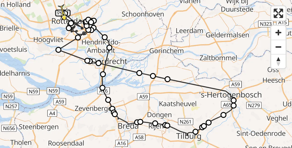 Routekaart van de vlucht: Politieheli naar Rotterdam The Hague Airport, Kastrupbaan