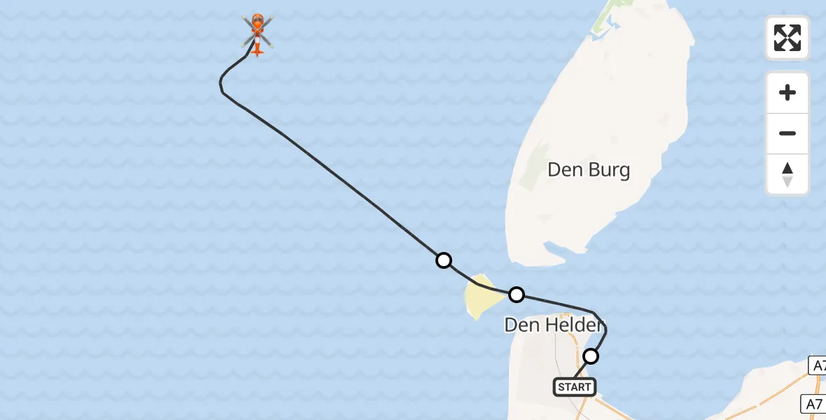 Vluchtroute Kustwachthelikopter Vliegveld De Kooy - , 12 januari 2025, 15:46