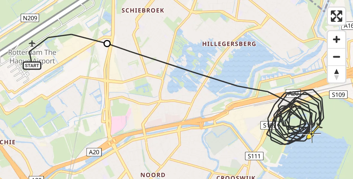 Routekaart van de vlucht: Politieheli naar Rotterdam, Bovendijk