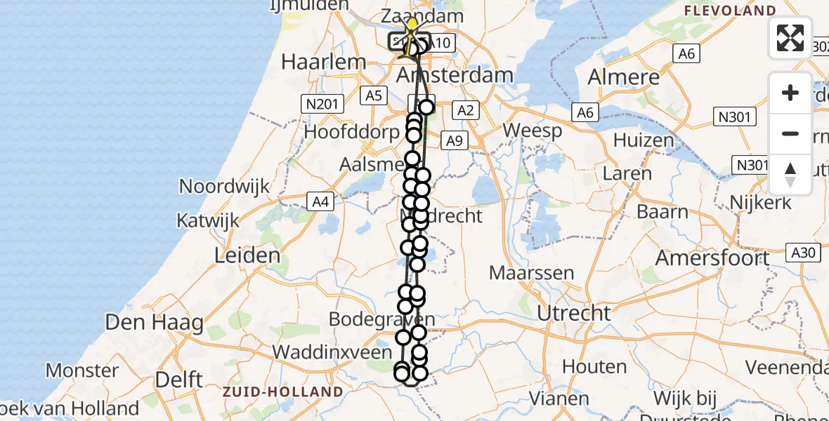 Routekaart van de vlucht: Lifeliner 1 naar Amsterdam Heliport, Westhavenweg