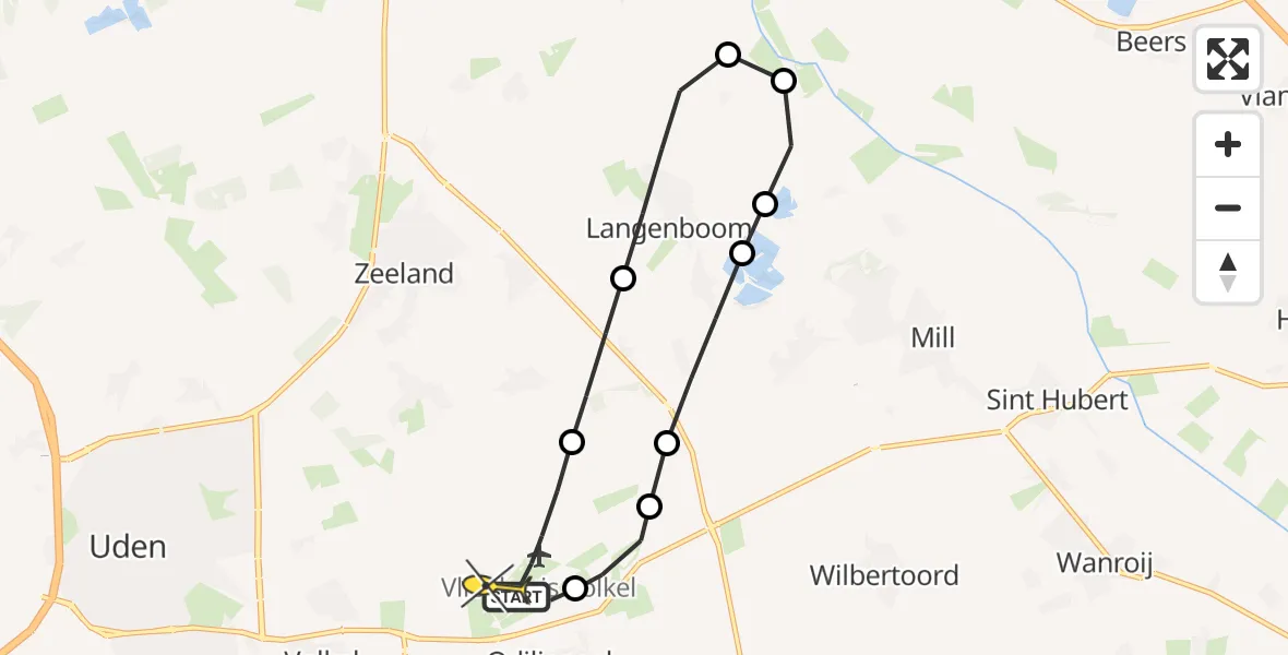 Routekaart van de vlucht: Lifeliner 3 naar Vliegbasis Volkel, Zeelandsedijk