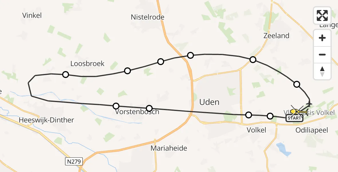 Routekaart van de vlucht: Lifeliner 3 naar Vliegbasis Volkel, Venstraat