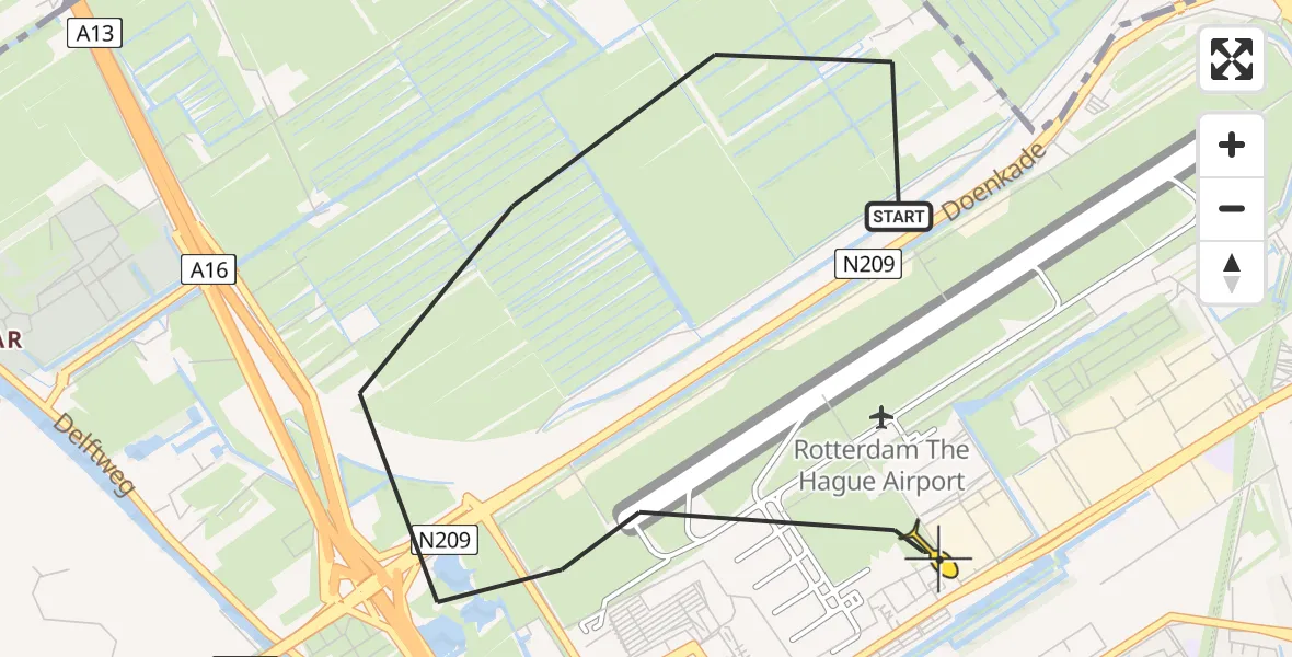 Routekaart van de vlucht: Lifeliner 2 naar Rotterdam The Hague Airport, Hofweg