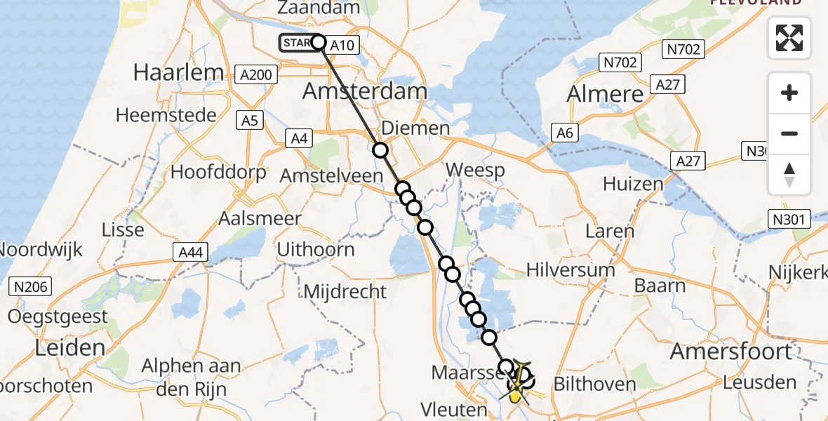 Routekaart van de vlucht: Lifeliner 1 naar Maarssen, Westhavenweg