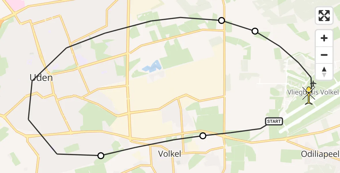 Routekaart van de vlucht: Lifeliner 3 naar Vliegbasis Volkel, Rondweg Volkel