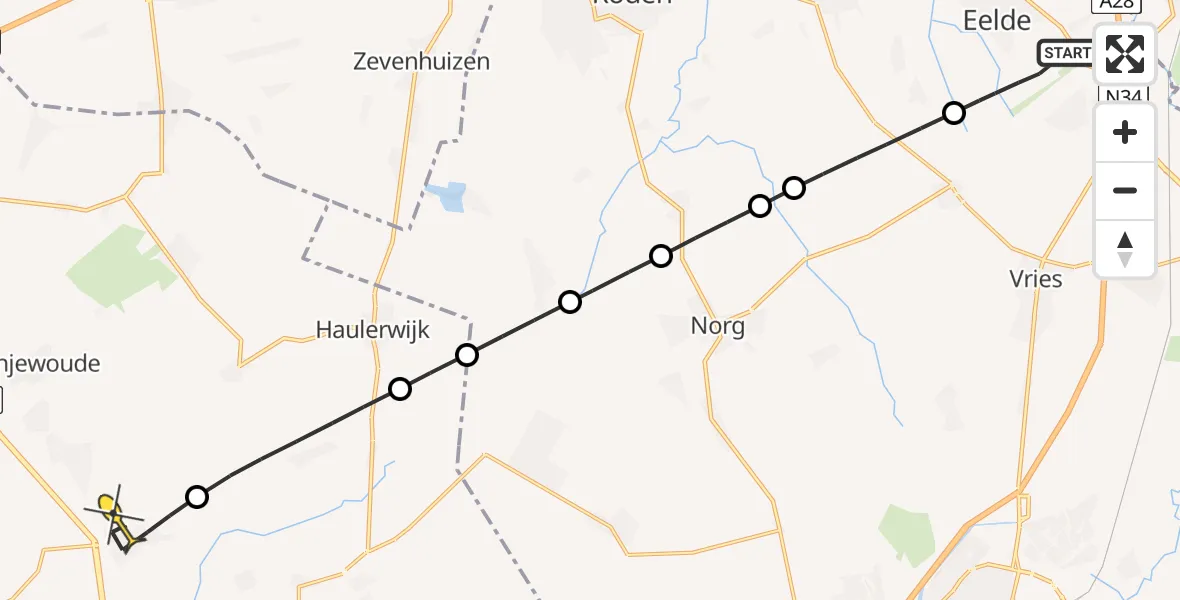 Routekaart van de vlucht: Lifeliner 4 naar Donkerbroek, Lugtenbergerweg