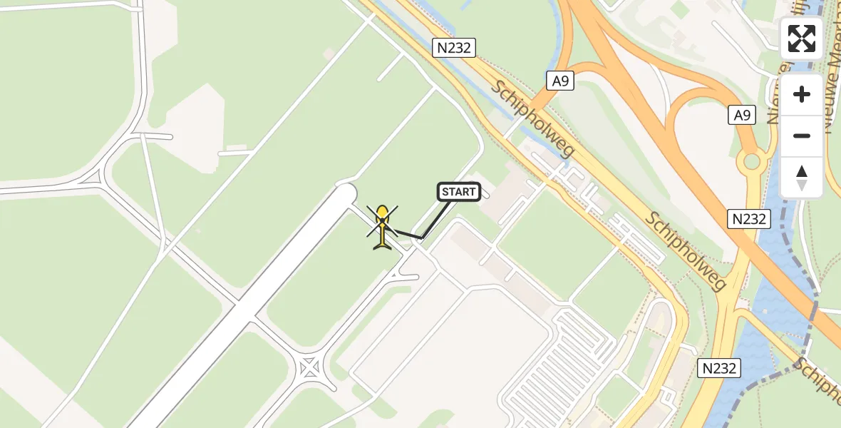 Vluchtroute Politiehelikopter van Schiphol naar Schiphol