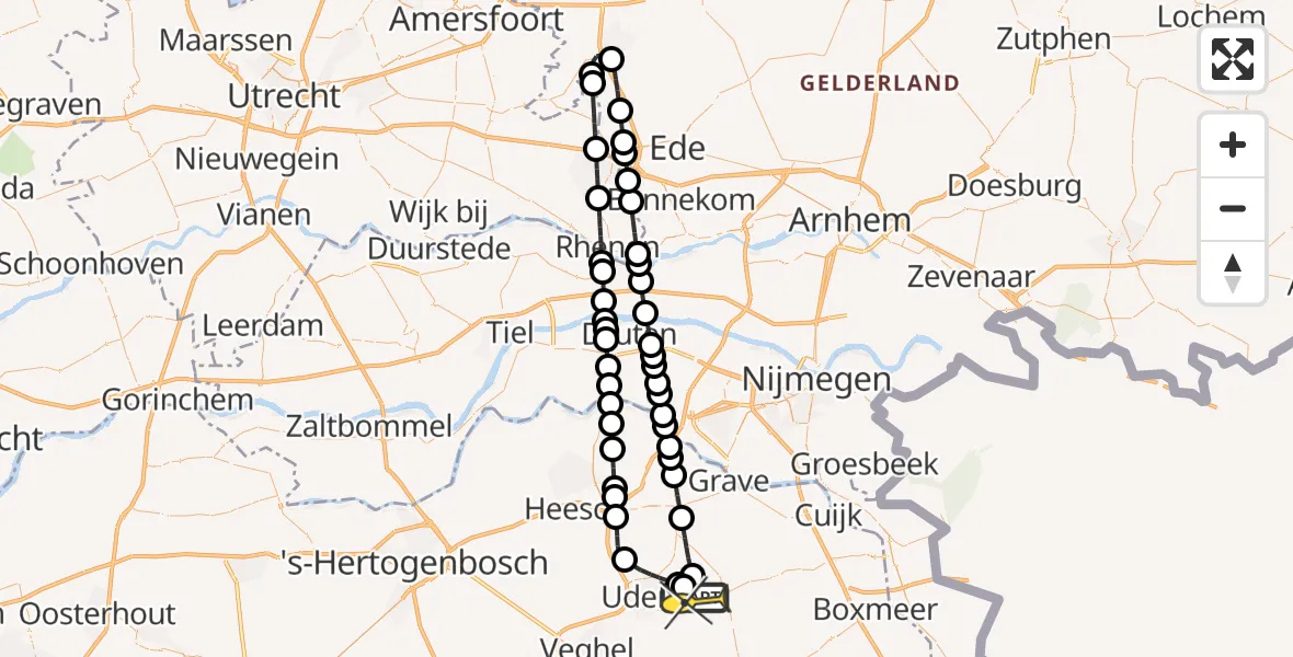 Routekaart van de vlucht: Lifeliner 3 naar Vliegbasis Volkel, Millsebaan