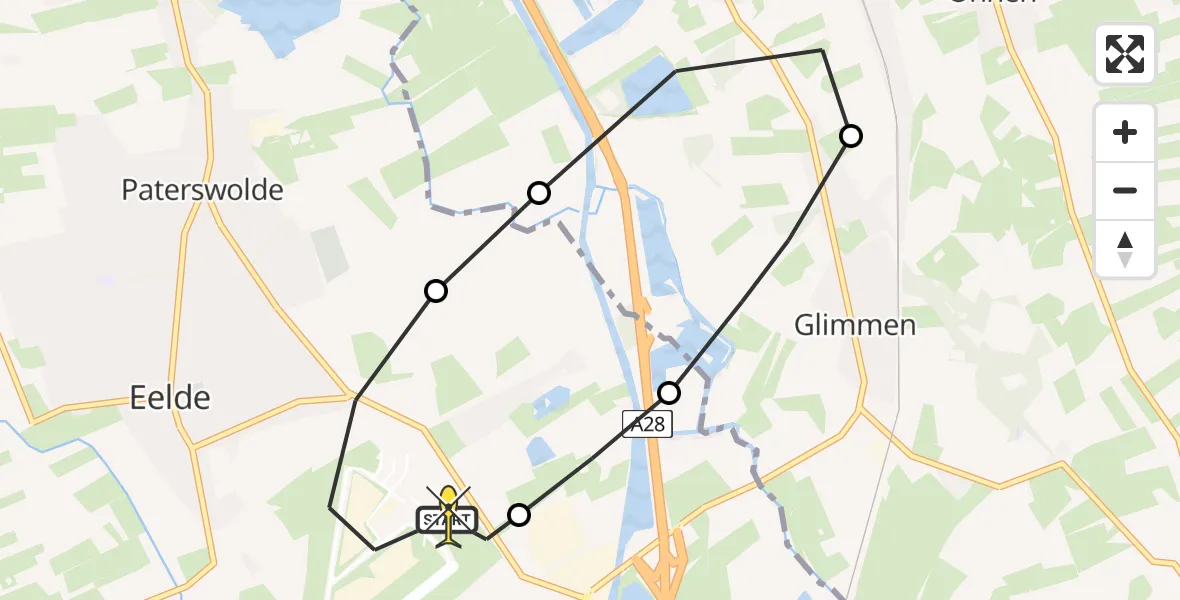 Routekaart van de vlucht: Lifeliner 4 naar Groningen Airport Eelde, Esweg