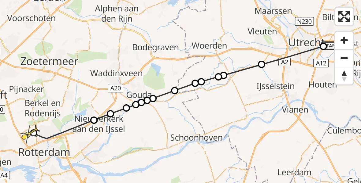 Routekaart van de vlucht: Lifeliner 2 naar Rotterdam The Hague Airport, Sorbonnelaan