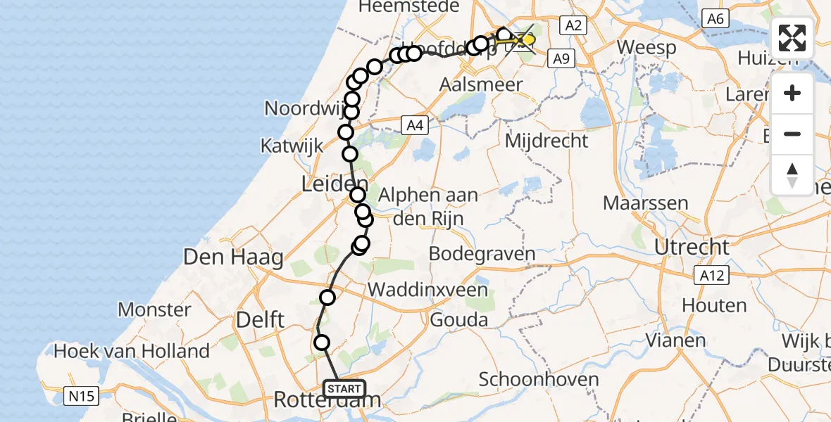 Routekaart van de vlucht: Politieheli naar Schiphol, Heemtuinbrug