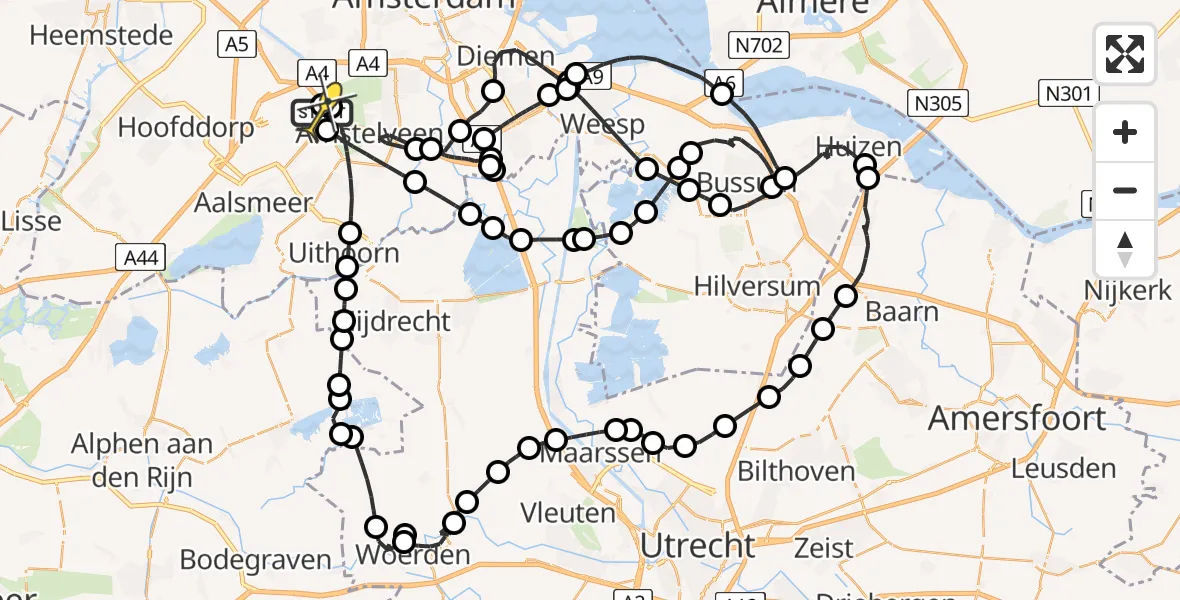 Routekaart van de vlucht: Politieheli naar Schiphol, Voltweg