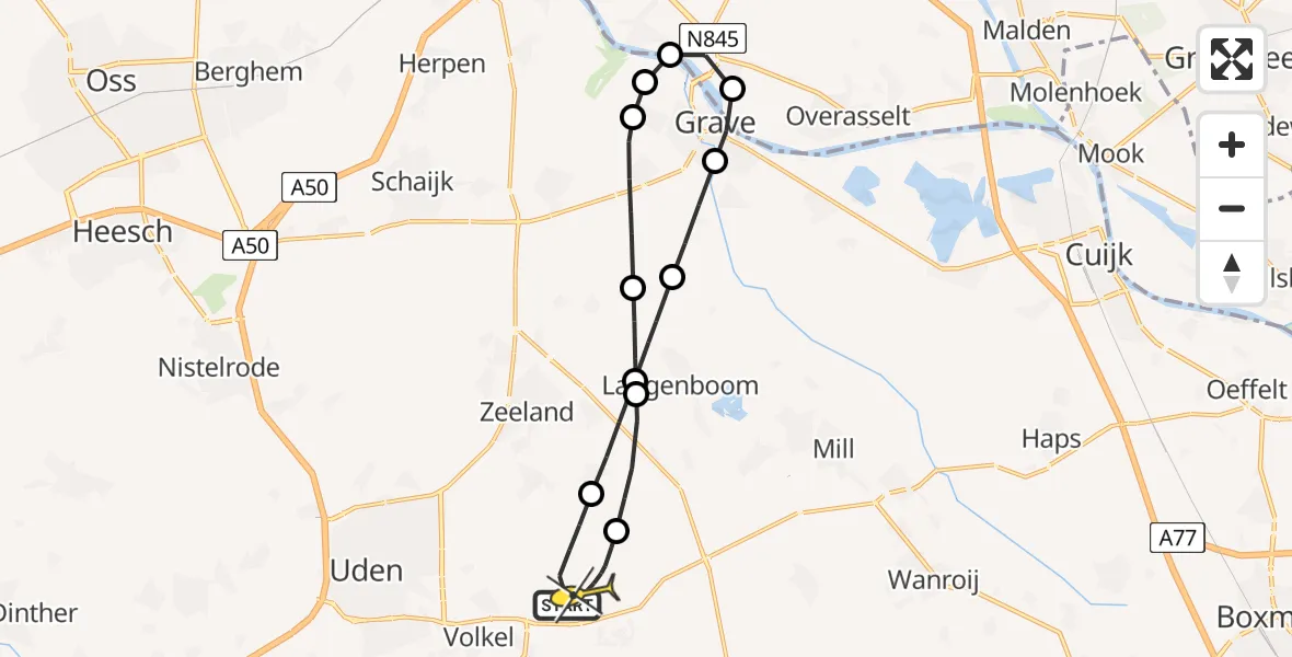 Routekaart van de vlucht: Lifeliner 3 naar Vliegbasis Volkel, Zeelandsedijk