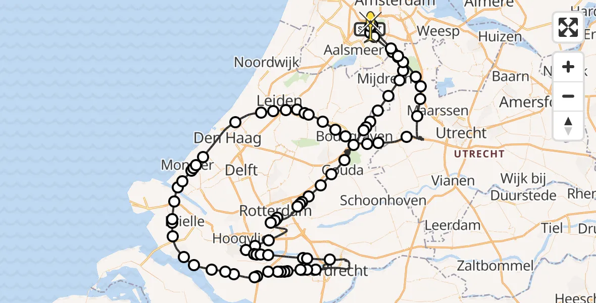 Routekaart van de vlucht: Politieheli naar Schiphol, Van Weerden-Poelmanweg