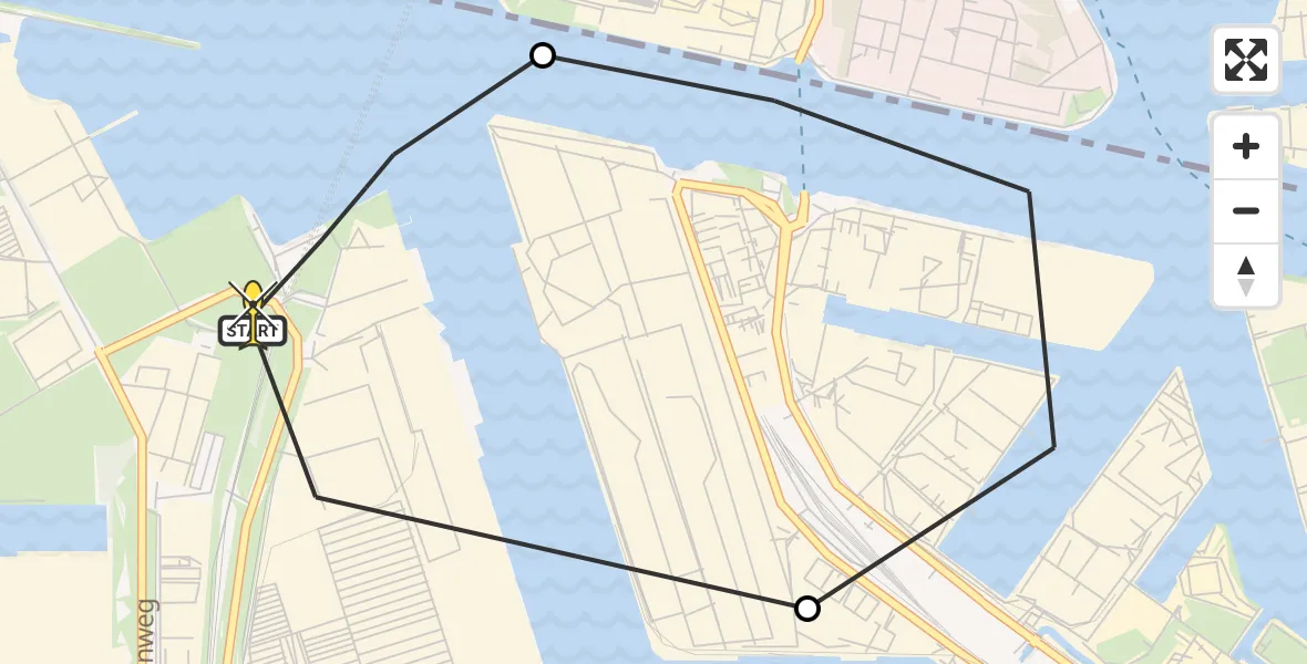 Routekaart van de vlucht: Lifeliner 1 naar Amsterdam Heliport, Hemkade