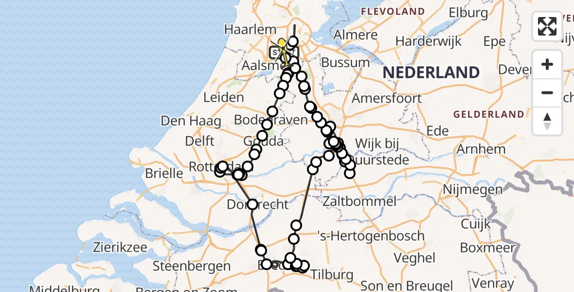 Routekaart van de vlucht: Politieheli naar Amstelveen, Heuveltocht