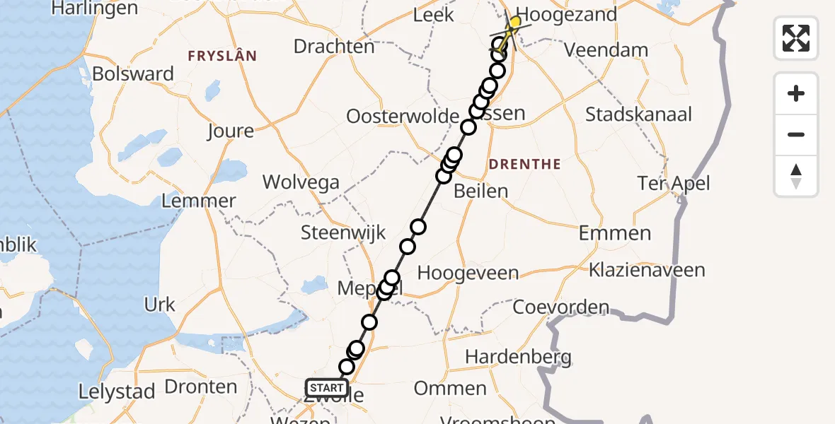 Routekaart van de vlucht: Lifeliner 4 naar Groningen Airport Eelde, Monteverdilaan