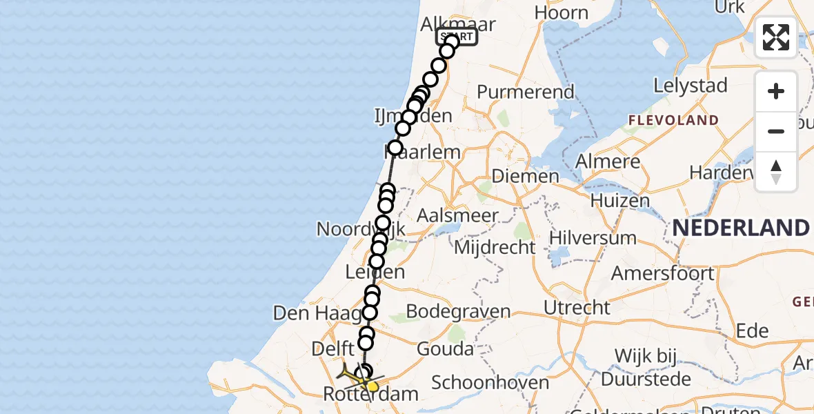 Routekaart van de vlucht: Lifeliner 2 naar Rotterdam The Hague Airport, Nijenburgerweg