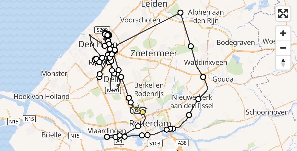 Routekaart van de vlucht: Politieheli naar Rotterdam The Hague Airport, Brandenburgbaan