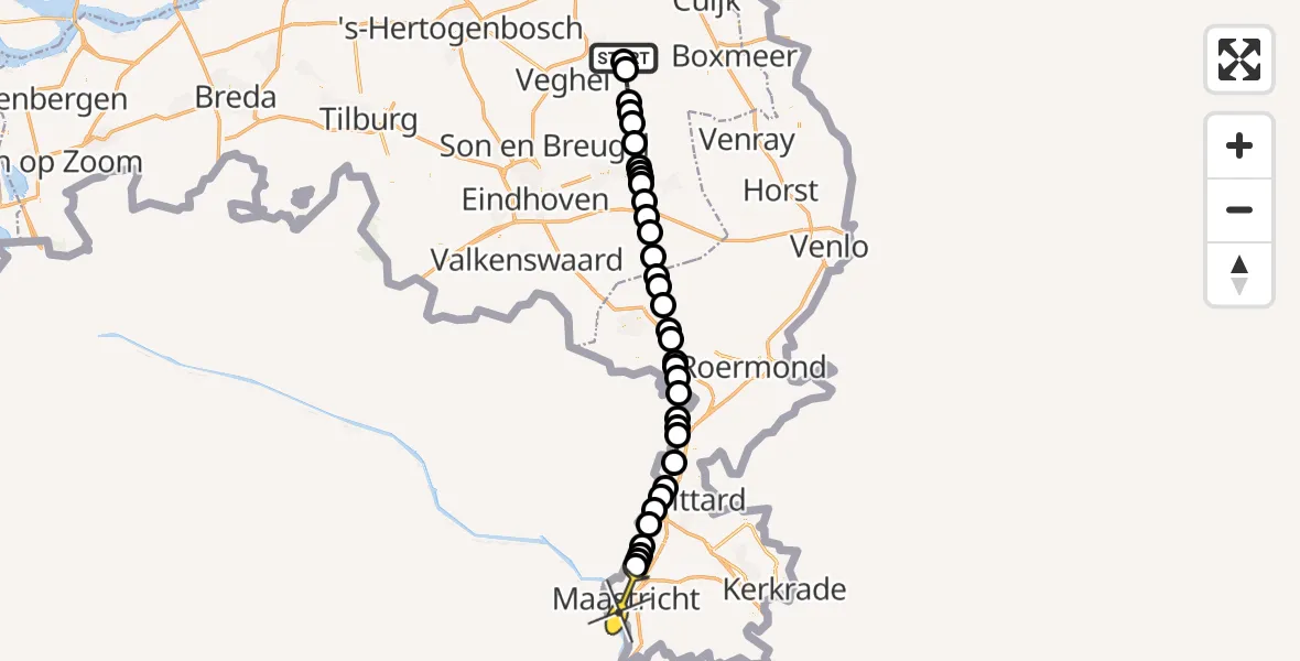 Routekaart van de vlucht: Politieheli naar Maastricht, Vogelstraat