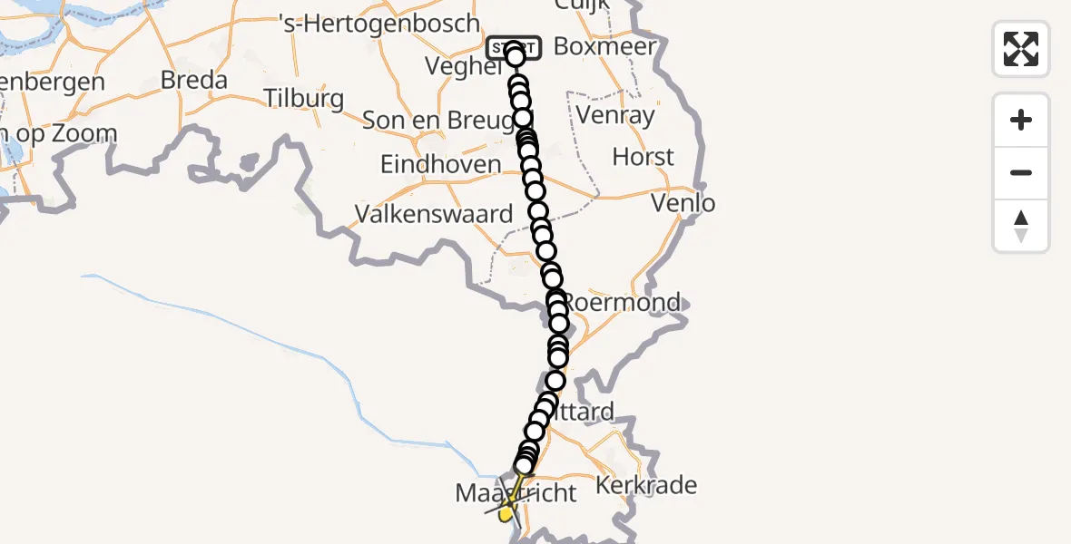 Routekaart van de vlucht: Politiehelikopter naar Maastricht, Vogelstraat