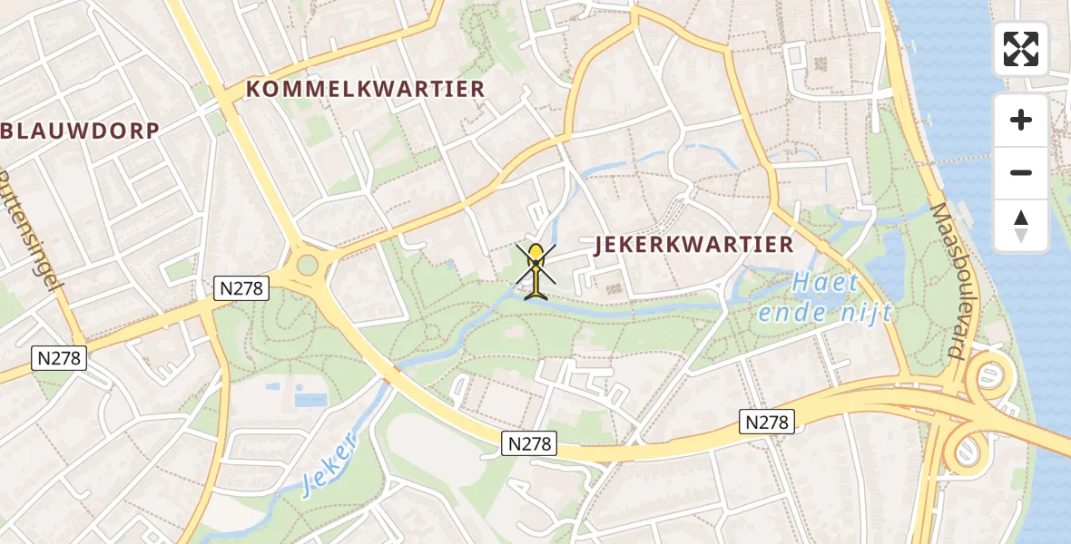 Routekaart van de vlucht: Politiehelikopter naar Maastricht