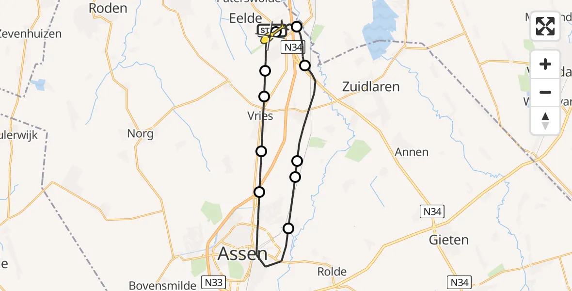 Routekaart van de vlucht: Lifeliner 4 naar Groningen Airport Eelde, Moespot