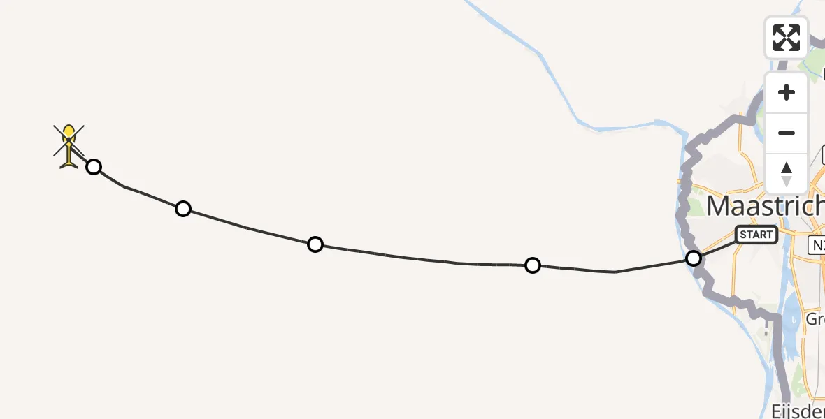 Routekaart van de vlucht: Politiehelikopter naar Alken, Chambertinlaan