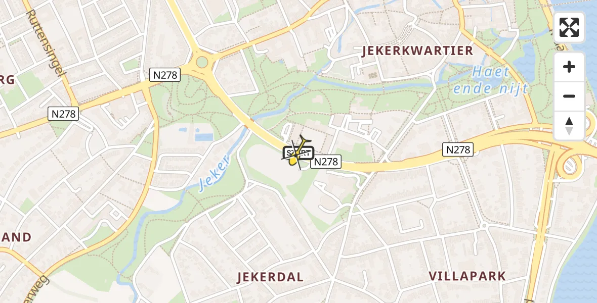 Routekaart van de vlucht: Politiehelikopter naar Maastricht, Sint Hubertuslaan