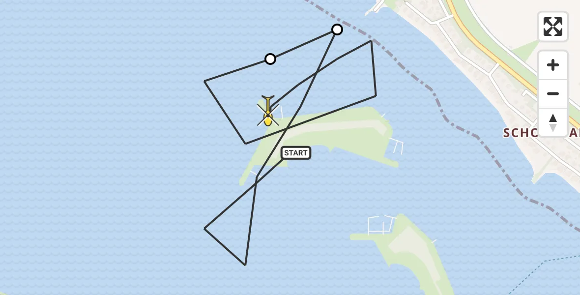 Routekaart van de vlucht: Kustwachthelikopter naar Veere, Schutteplaat