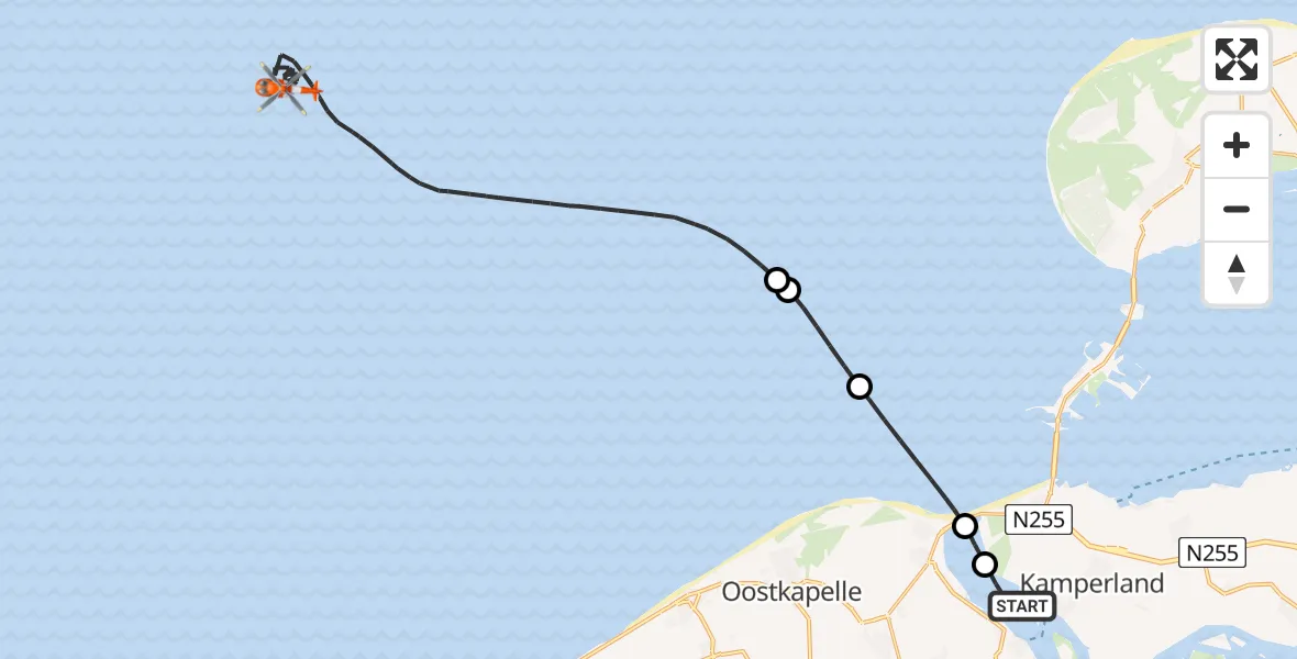 Vluchtroute Kustwachthelikopter Veere - , 14 januari 2025, 13:38