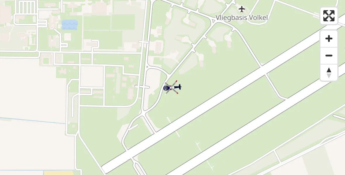 Vluchtroute Politiehelikopter van Vliegbasis Volkel naar Vliegbasis Volkel