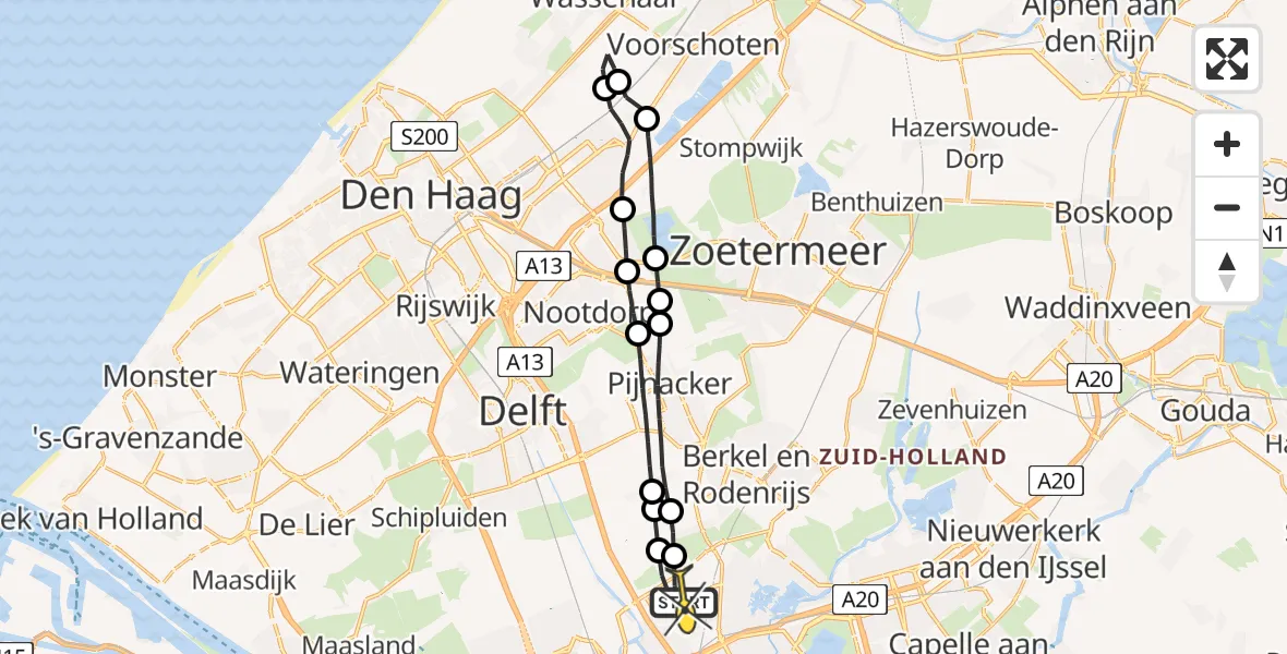 Routekaart van de vlucht: Lifeliner 2 naar Rotterdam The Hague Airport, Oostvlietweg